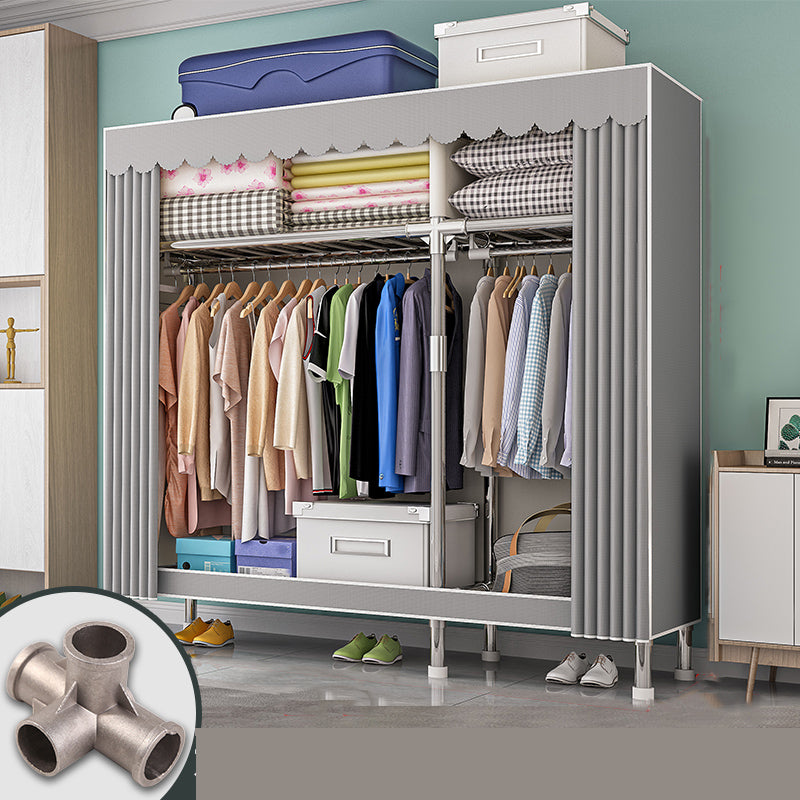 Modern Metal Frame Wardrobe Freestanding Wardrobe with Garment Rod