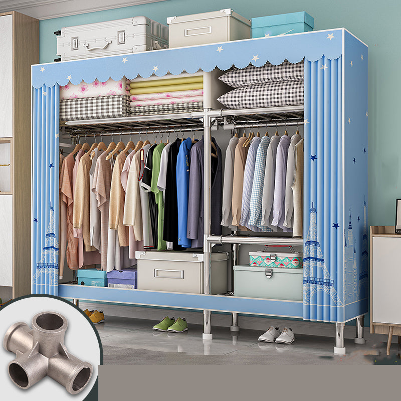 Modern Metal Frame Wardrobe Freestanding Wardrobe with Garment Rod