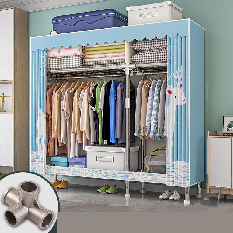Modern Metal Frame Wardrobe Freestanding Wardrobe with Garment Rod
