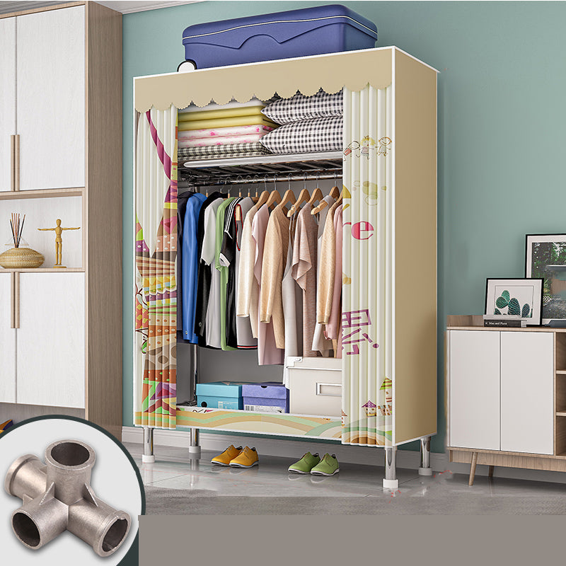 Modern Metal Frame Wardrobe Freestanding Wardrobe with Garment Rod