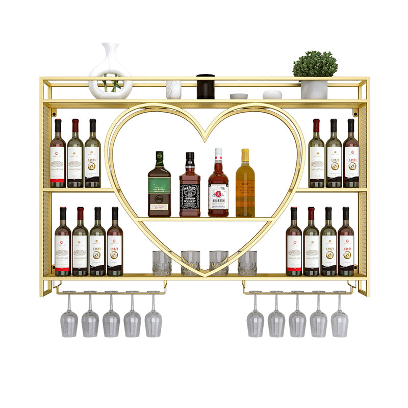 Wall Mounted Wine Rack Iron Wine Bottle & Glass Rack without Light