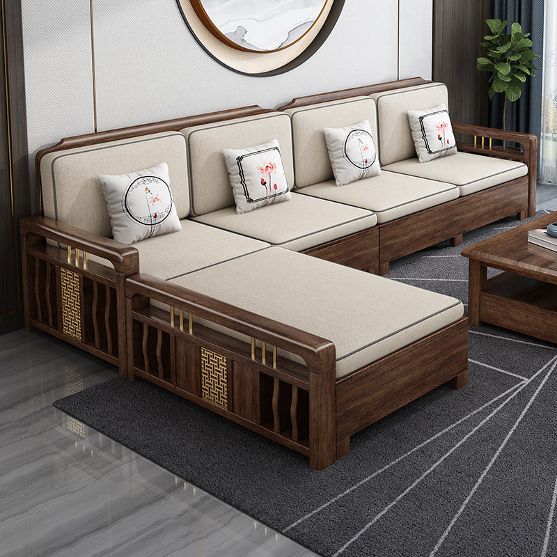 L-Shaped Square Arms Sofas Water Resistant Wooden Sectionals