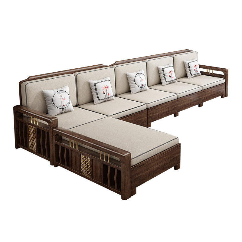 L-Shaped Square Arms Sofas Water Resistant Wooden Sectionals