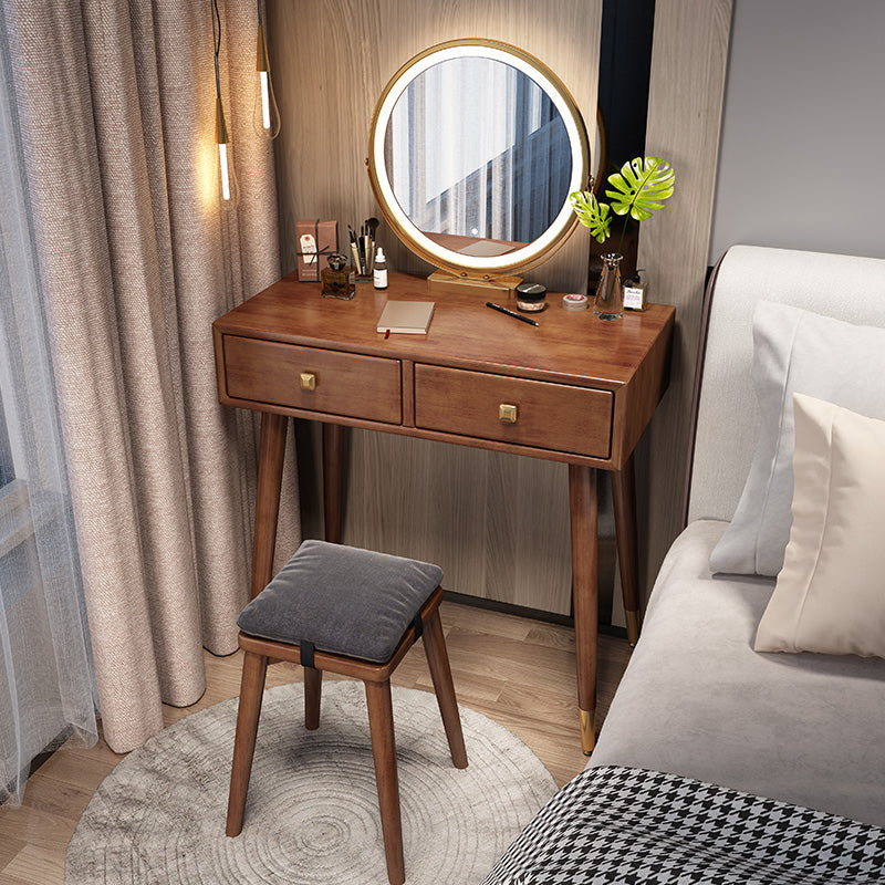 Scandinavian Rubberwood Makeup Counter with Drawer Vanity Dressing Table