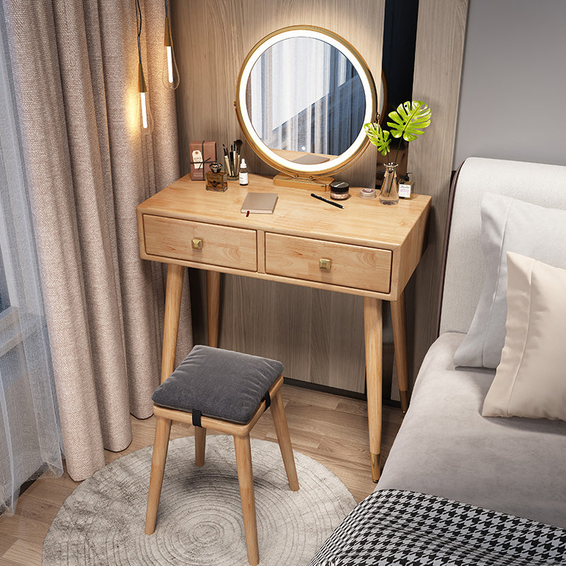 Scandinavian Rubberwood Makeup Counter with Drawer Vanity Dressing Table