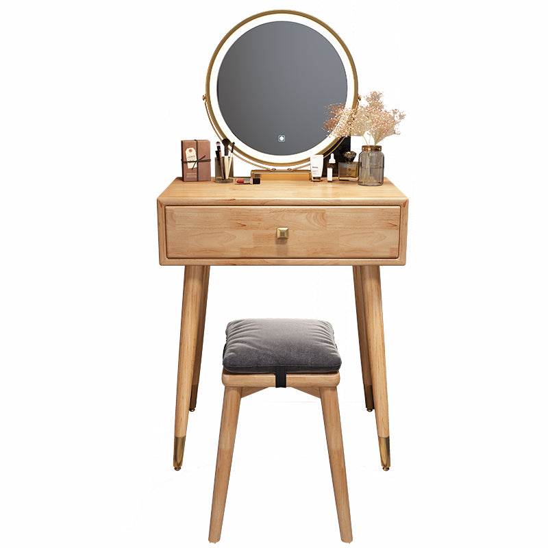 Scandinavian Rubberwood Makeup Counter with Drawer Vanity Dressing Table