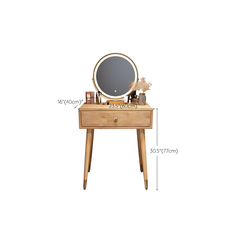 Scandinavian Rubberwood Makeup Counter with Drawer Vanity Dressing Table