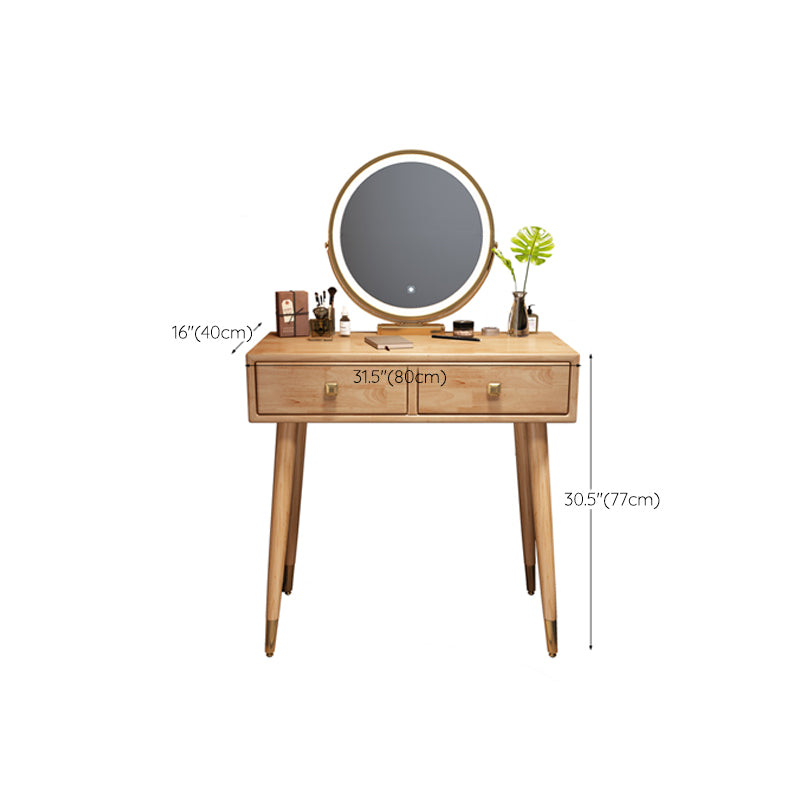 Scandinavian Rubberwood Makeup Counter with Drawer Vanity Dressing Table