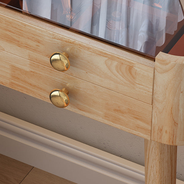 Modern Drawers Dressing Table Solid Wood Dresser Mirrored Vanity Set