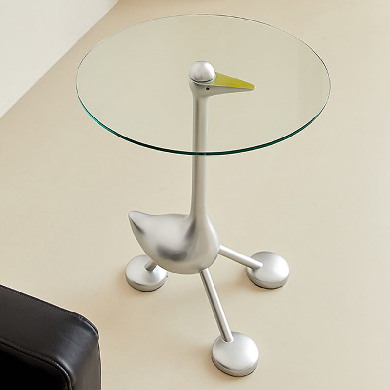 21" Wide Contemporary Corner Table Glass Clear Accent Side Table