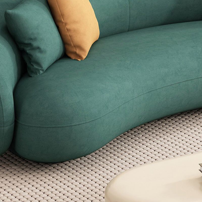 35" Wide Contemporary Sofa Forest Green Leather Stationary Seating