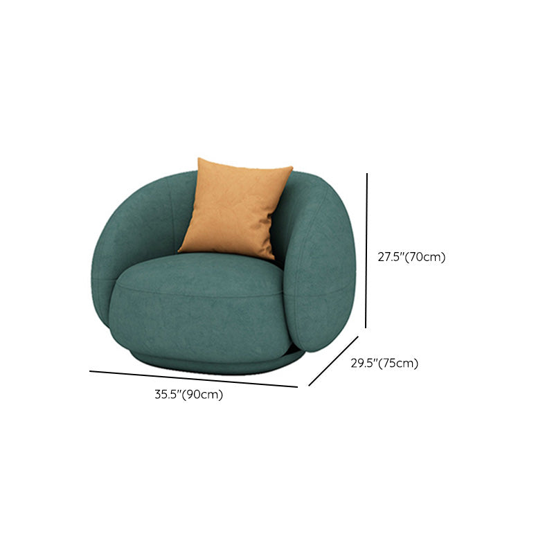 35" Wide Contemporary Sofa Forest Green Leather Stationary Seating