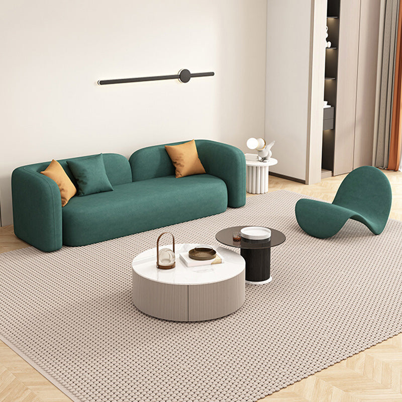 33" Wide Contemporary Sofa Forest Green Leather Stationary Seating