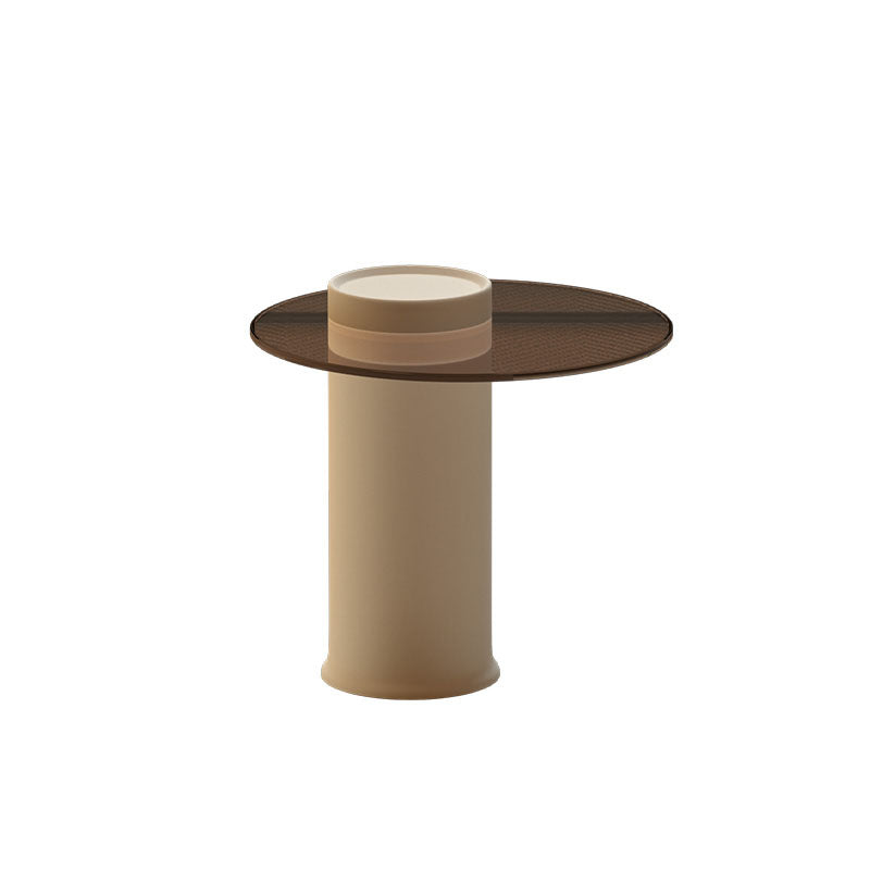 Modern Round Drum Coffee Table Metal Cocktail Table in White