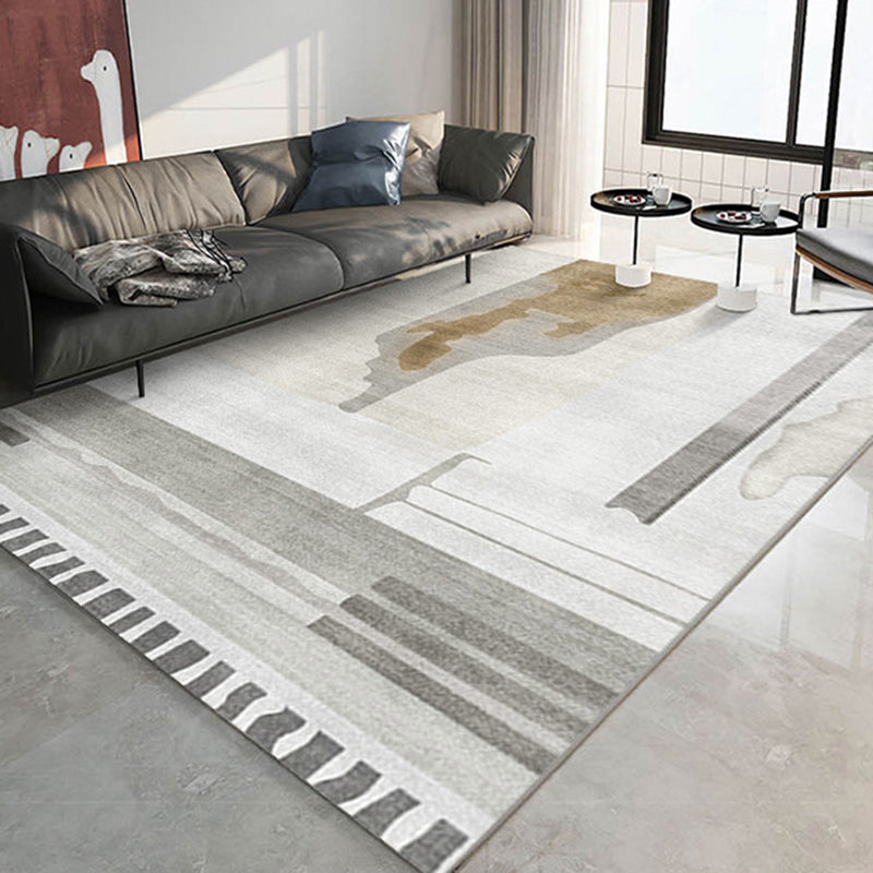 Dark Green Modern Rug Polyester Abstract Graphic Rug Washable Rug for Home Decor