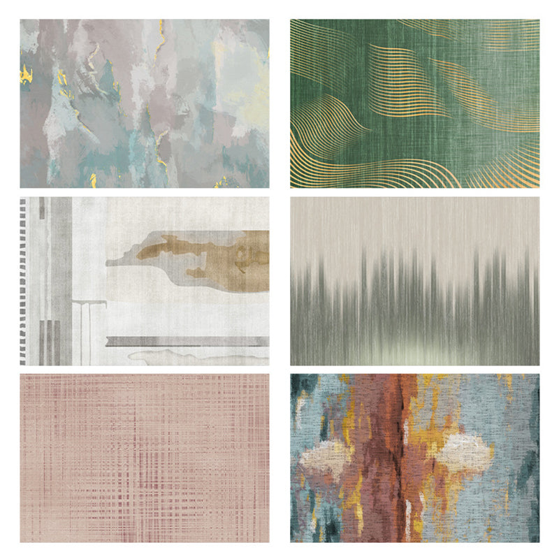 Dark Green Modern Rug Polyester Abstract Graphic Rug Washable Rug for Home Decor