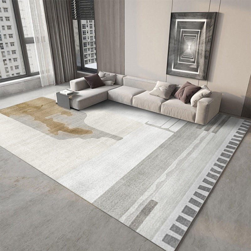 Dark Green Modern Rug Polyester Abstract Graphic Rug Washable Rug for Home Decor