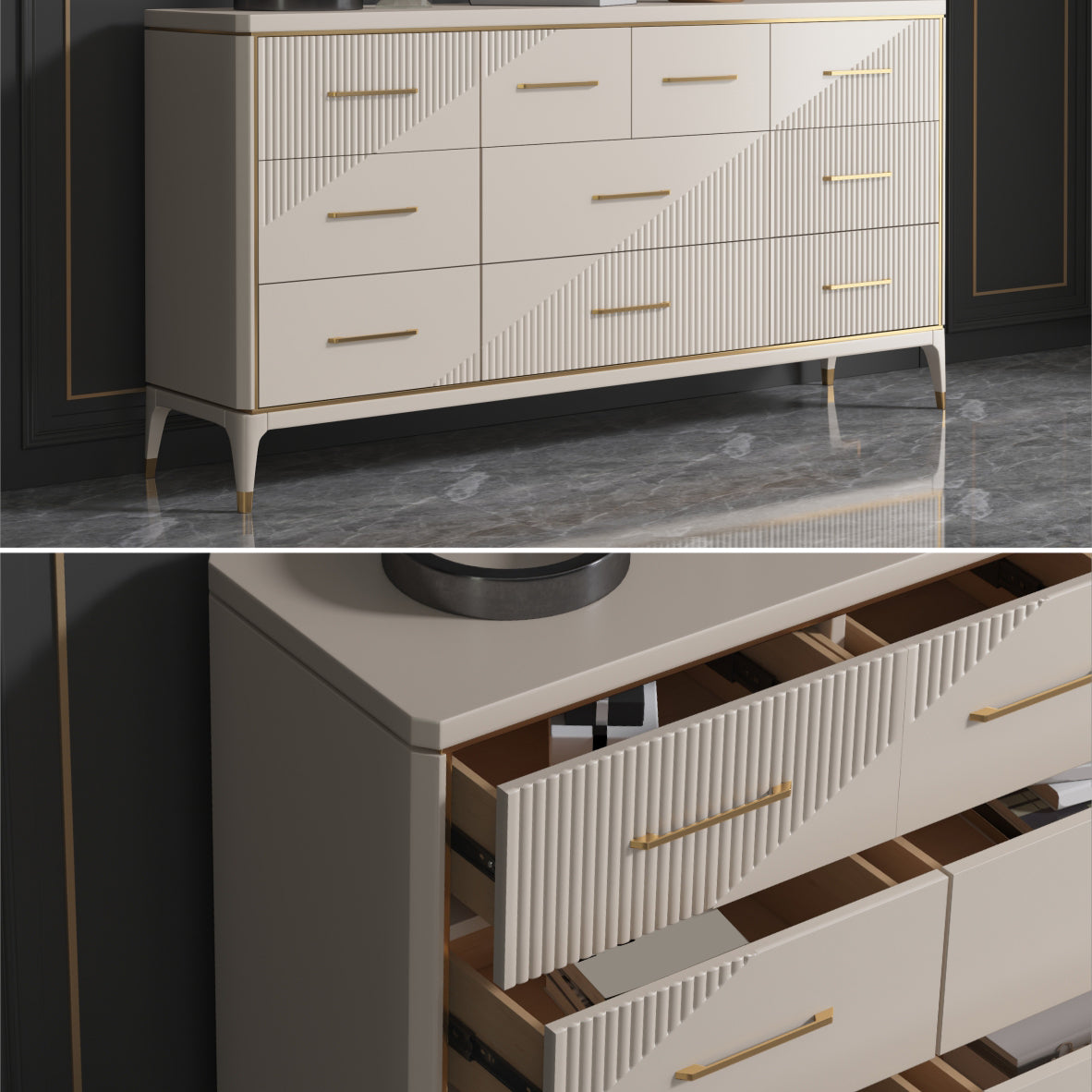 Classic Glam Storage Chest 3/5/6/10 Drawers Double Dresser , 15.6 Inch Width