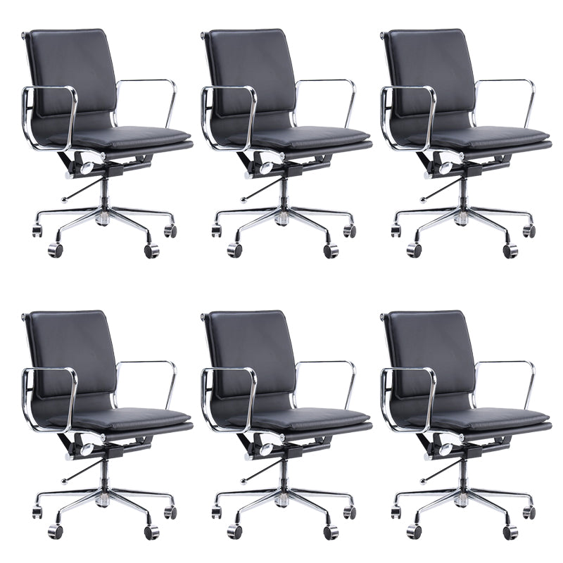 Modern Fixed Arms Chair Leather No Distressing Ergonomic Desk Chair