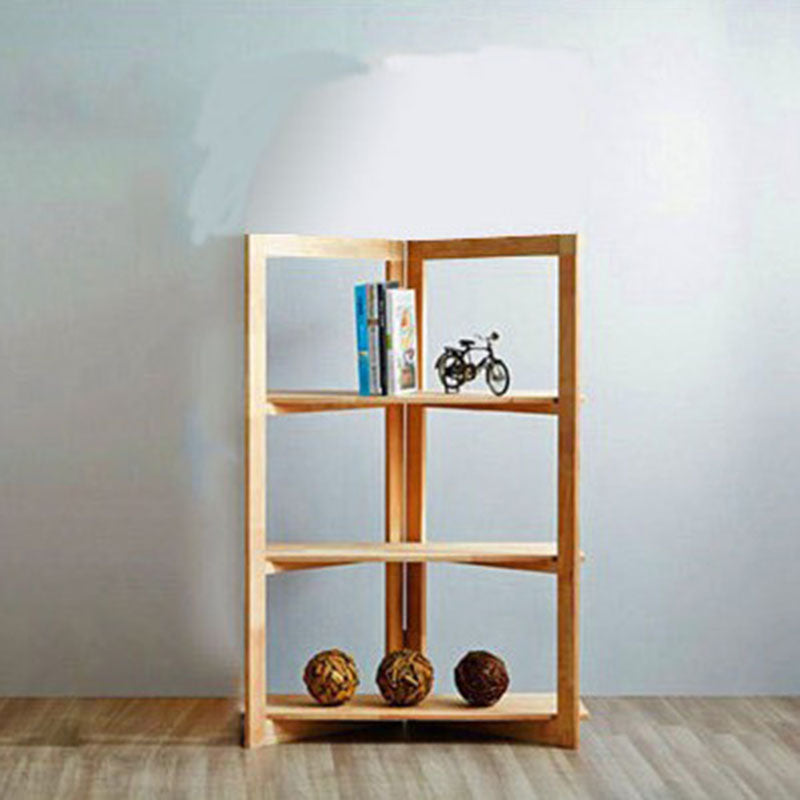 Open Back Folding Bookshelf Wood Contemporary Bookcase for Home