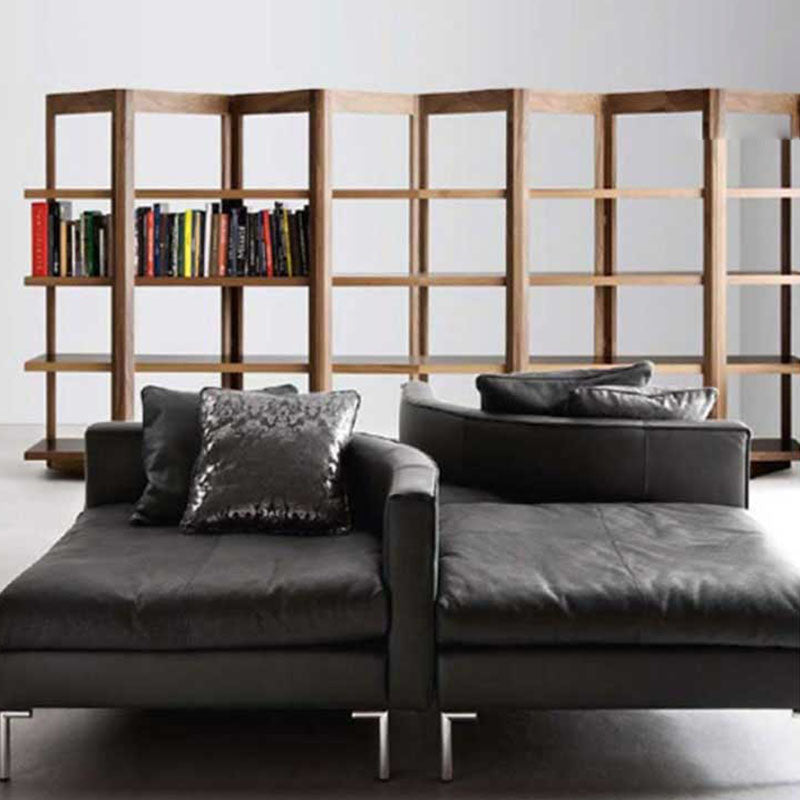 Open Back Folding Bookshelf Wood Contemporary Bookcase for Home