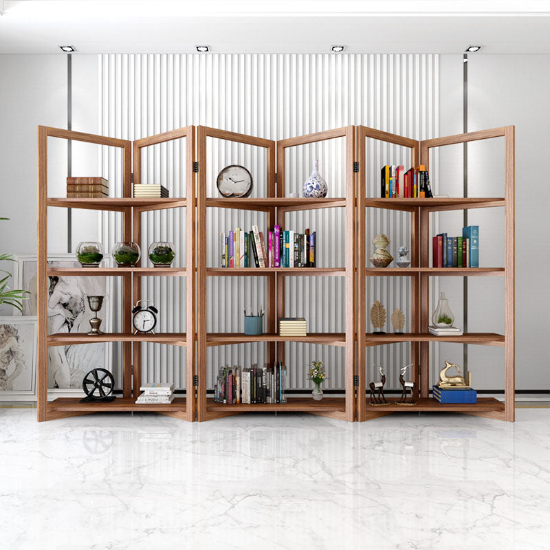 Open Back Folding Bookshelf Wood Contemporary Bookcase for Home