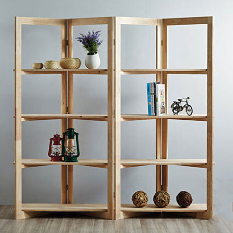 Open Back Folding Bookshelf Wood Contemporary Bookcase for Home