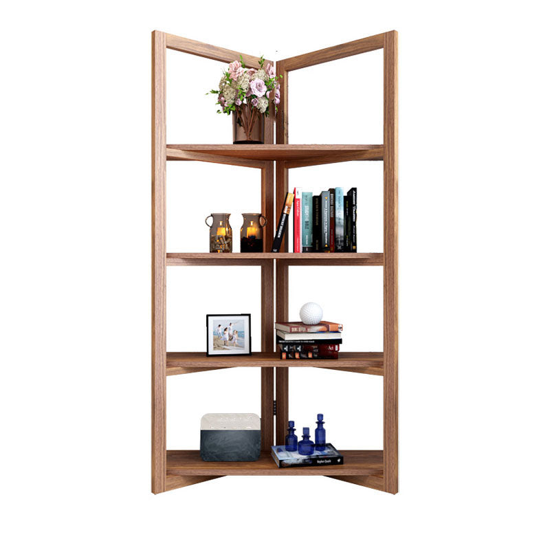Open Back Folding Bookshelf Wood Contemporary Bookcase for Home