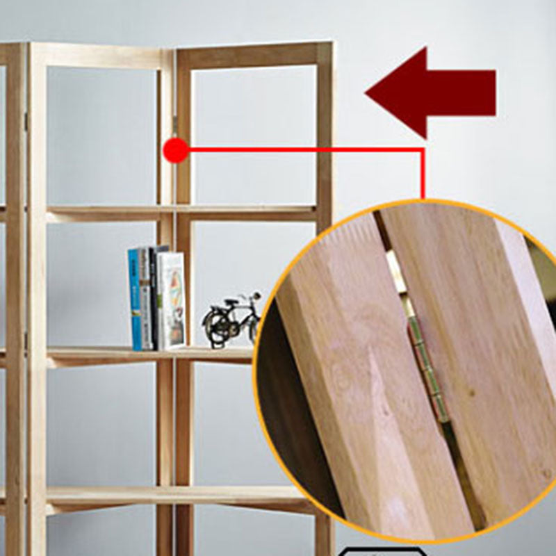 Open Back Folding Bookshelf Wood Contemporary Bookcase for Home