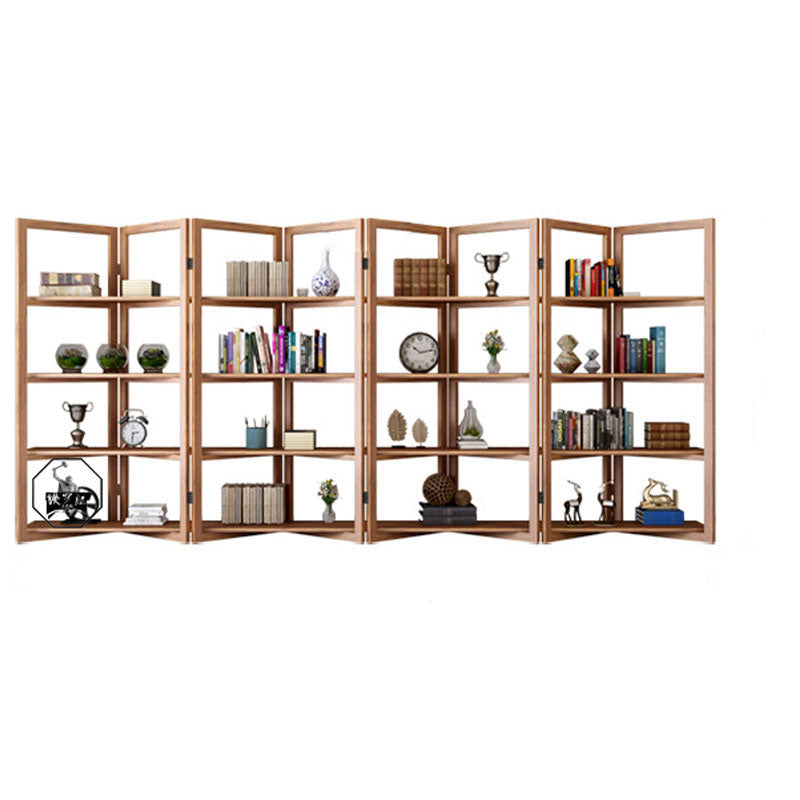 Open Back Folding Bookshelf Wood Contemporary Bookcase for Home