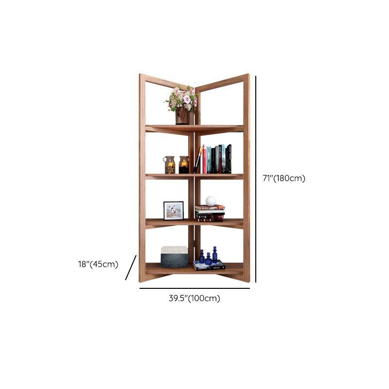 Open Back Folding Bookshelf Wood Contemporary Bookcase for Home