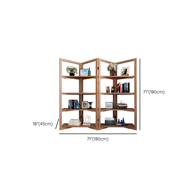 Open Back Folding Bookshelf Wood Contemporary Bookcase for Home