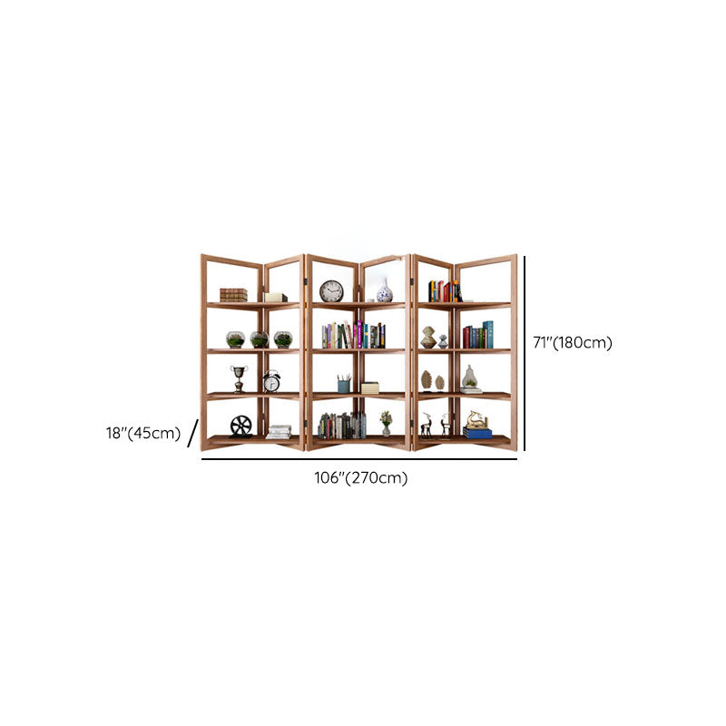 Open Back Folding Bookshelf Wood Contemporary Bookcase for Home