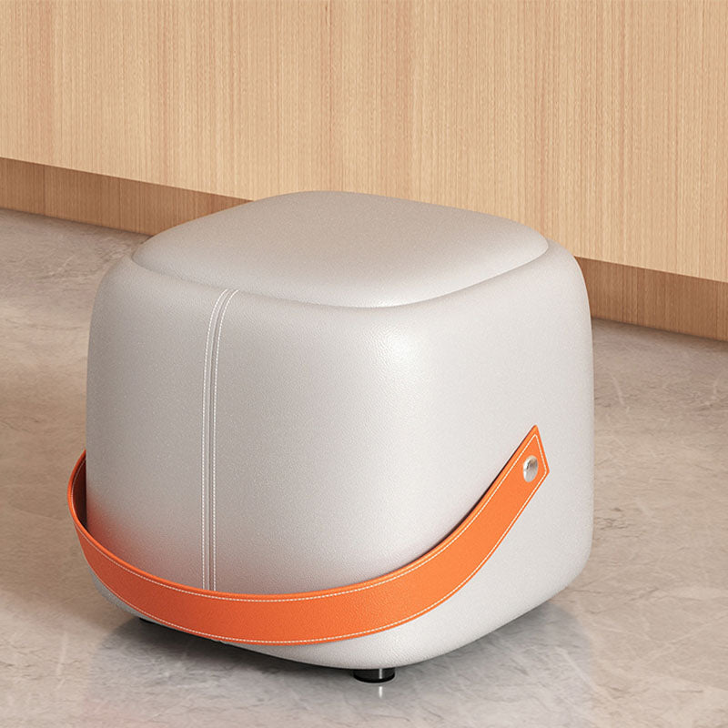 Modern Pouf Ottoman Faux Leather Upholstered Portable Ottoman