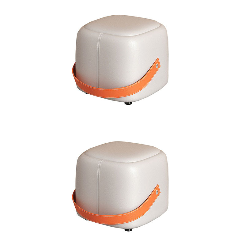 Modern Pouf Ottoman Faux Leather Upholstered Portable Ottoman