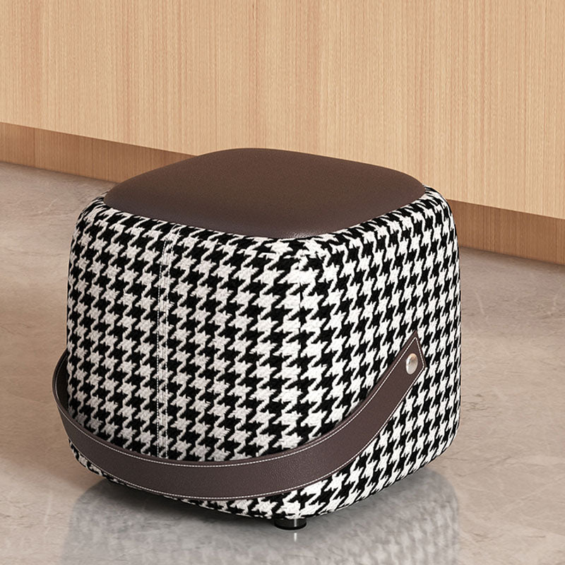 Modern Pouf Ottoman Faux Leather Upholstered Portable Ottoman