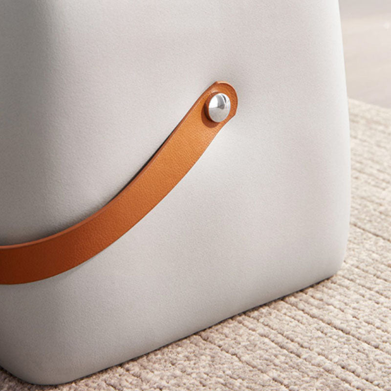 Modern Pouf Ottoman Faux Leather Upholstered Portable Ottoman