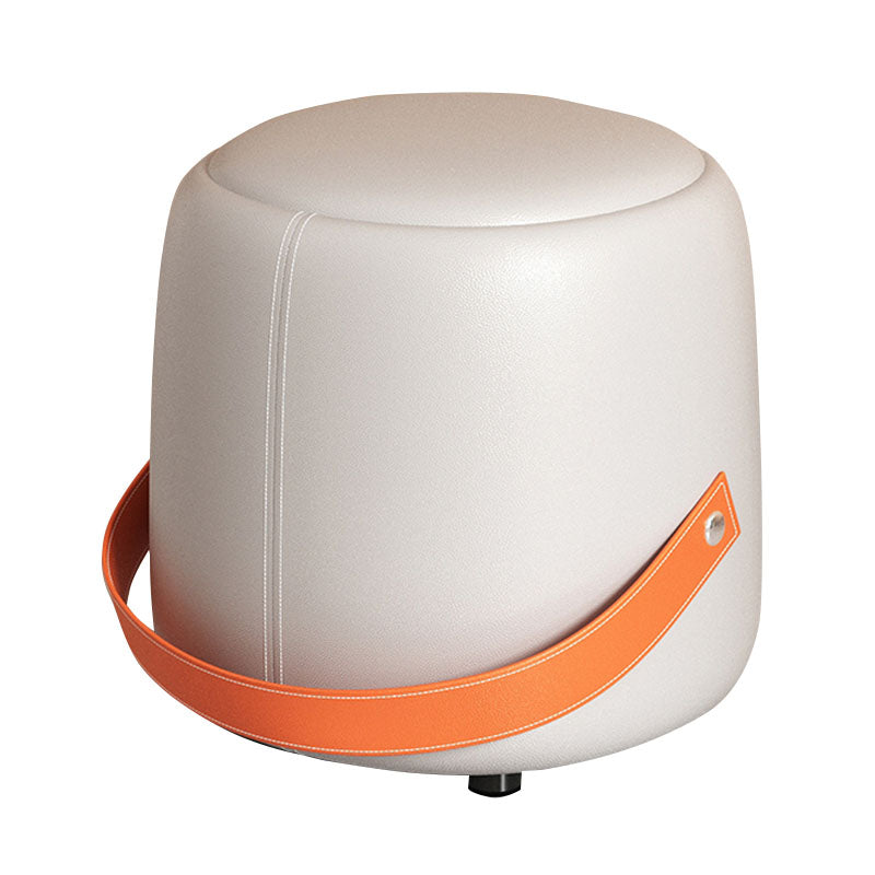 Modern Pouf Ottoman Faux Leather Upholstered Portable Ottoman