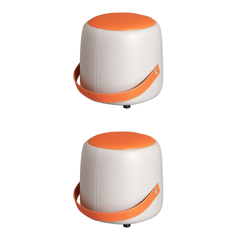 Modern Pouf Ottoman Faux Leather Upholstered Portable Ottoman