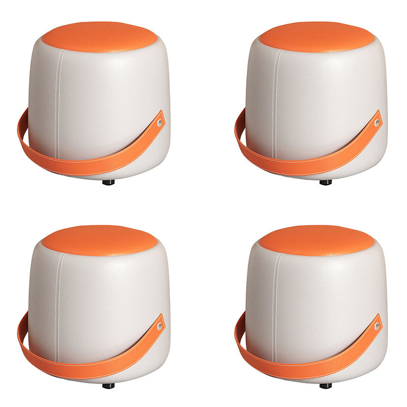 Modern Pouf Ottoman Faux Leather Upholstered Portable Ottoman