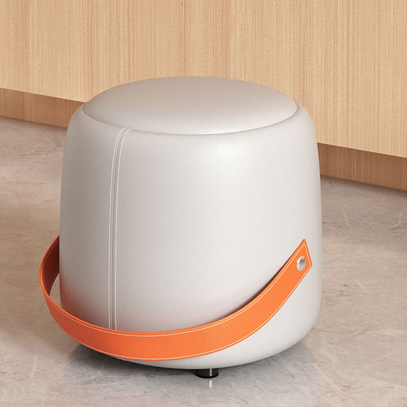 Modern Pouf Ottoman Faux Leather Upholstered Portable Ottoman