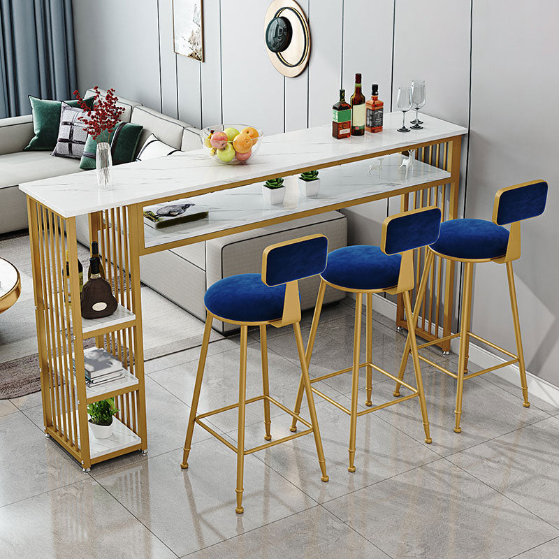 Glam Indoor Bar Dining Table Marble Rectangle Bar Stool Table