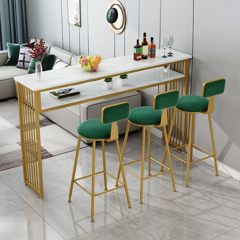 Glam Indoor Bar Dining Table Marble Rectangle Bar Stool Table