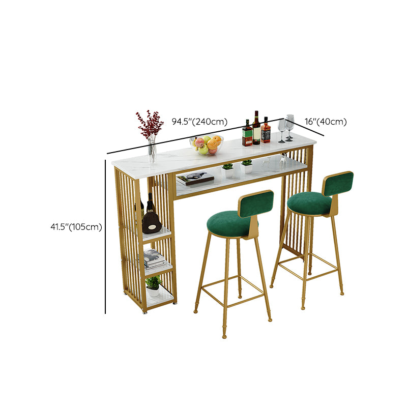 Glam Indoor Bar Dining Table Marble Rectangle Bar Stool Table