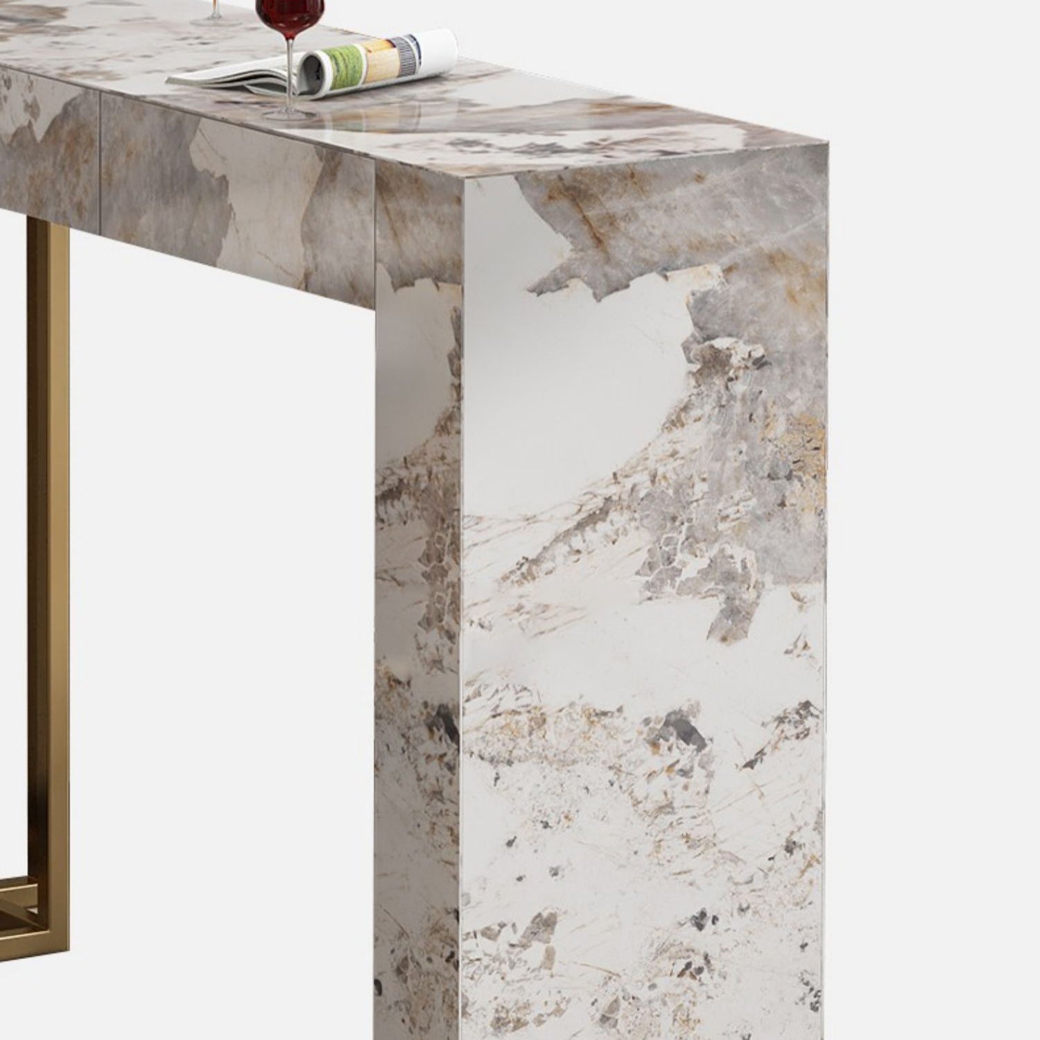 Contemporary Indoor Bar Dining Table Marble Rectangle Bar Table