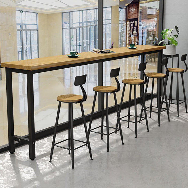 Industrial Indoor Bar Dining Table Metal and Wood Bar Stool Table