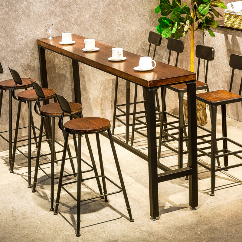 Industrial Indoor Bar Dining Table Metal and Wood Bar Stool Table
