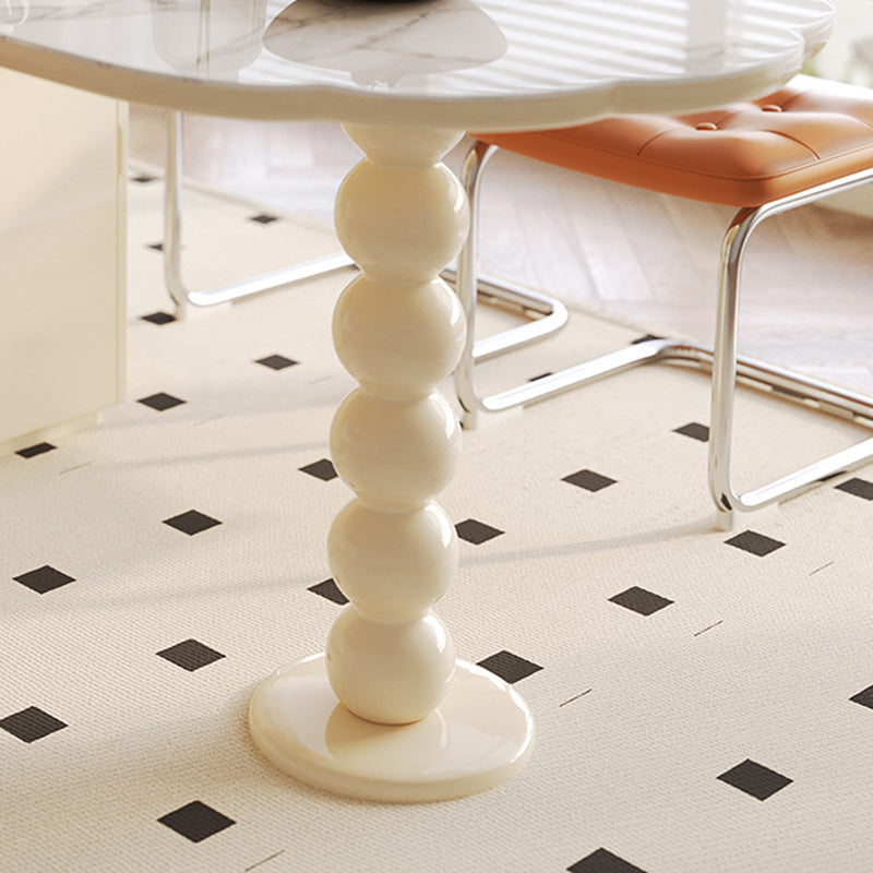 Modern Free Form Dining Table for Kitchen White Dinette Table with Storage
