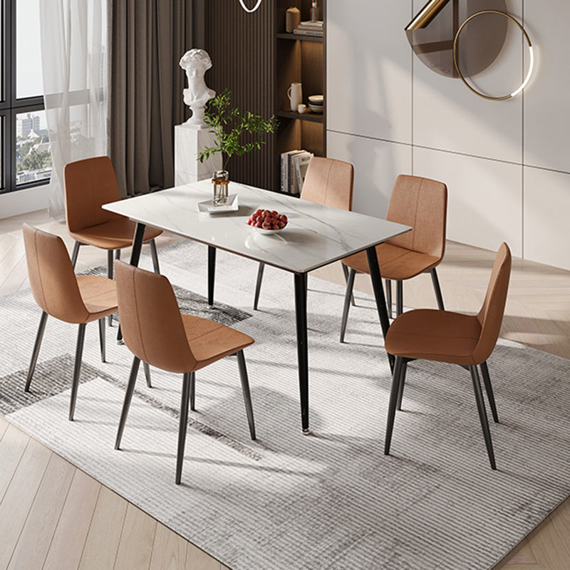 Modern Rectangle Dining Table for Home White Dinette Table with 4 Legs