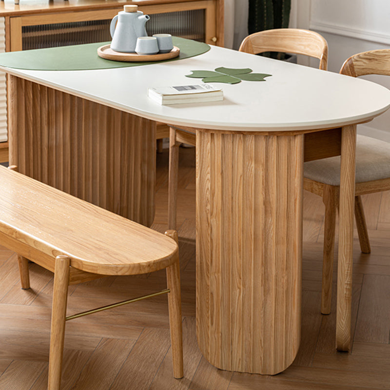 Free Form Dining Table with Ash Wood Base Modern Dinette Table for Home